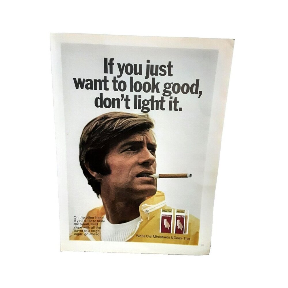 1971 White Owl Minatures and Demi Tips Cigars Original Print Ad vintage